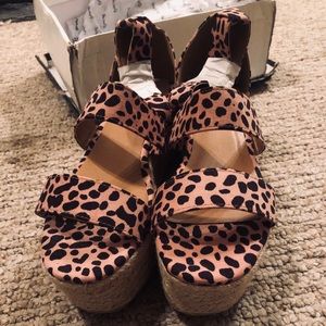 BRAND NEW cheetah print espadrille wedges